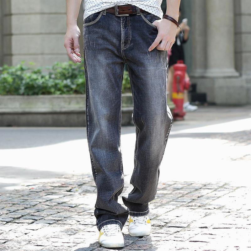 Mens Jeans Plus Size Loose Casual Straight Denim Pants Retro Gray Blue Baggy Streetwear Skateboard Jeans Trousers Male Jeans