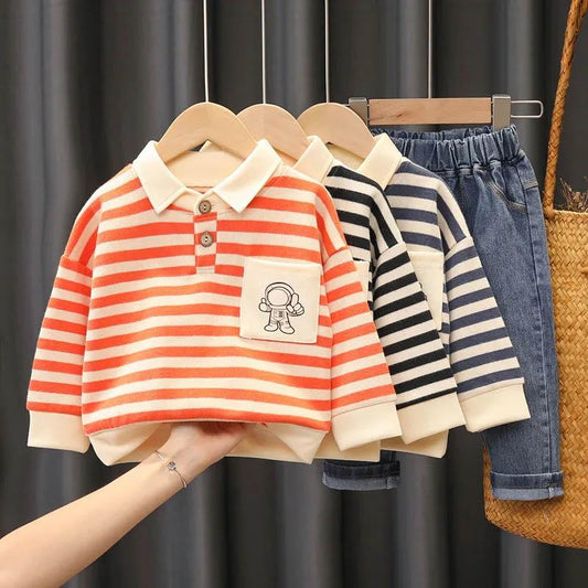 Boys Autumn Suits Children's Spring and Autumn Long-sleeved Sweater Cotton Soft and Comfortable Two-piece Baby Pullover Print Fashion Cute Clothes