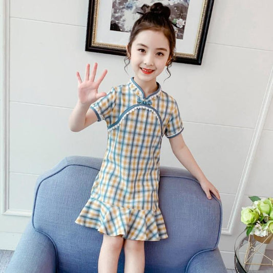 Girls Cheongsam Dress Summer Dress Chinese Style Hanfu Little Girl Summer Dress Children Princess Dress