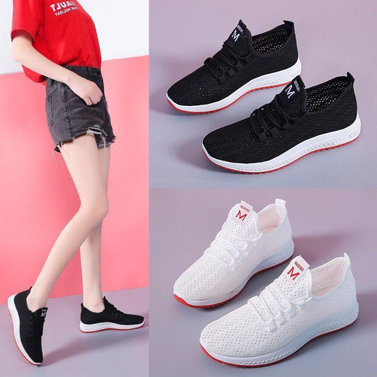Women Casual Shoes Breathable Women Sneakers Walking Mesh Lace Up Flat Shoes Sneakers Women Tenis Feminino