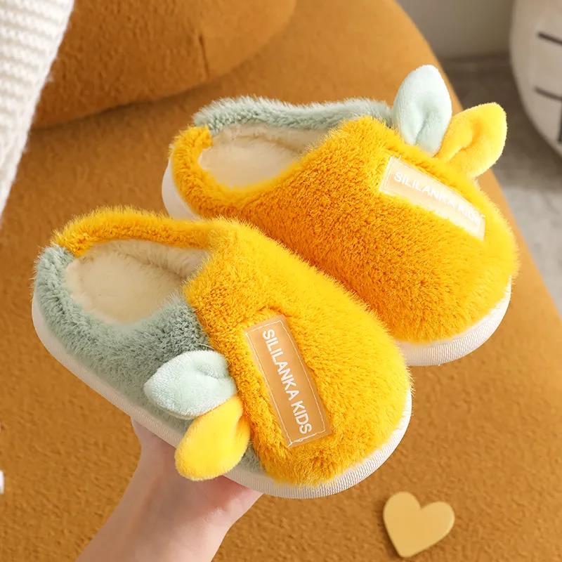 Parent Child Children's Cotton Slippers Autumn and Winter New Thickened Plush Soft Bottom Cartoon Fashion Children's Wool Slippers At Home