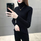 Pofulove Turtleneck Bottoming Sweater Women's Autumn Winter White Pullover Slim Long-sleeved Thick
