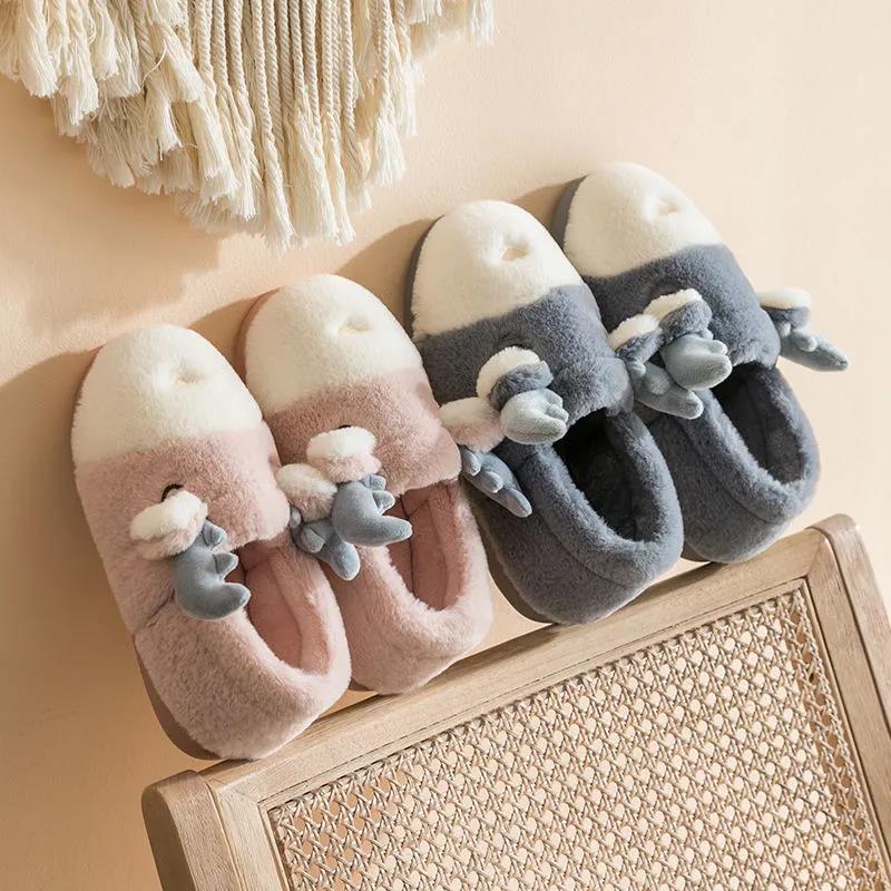 Female Winter Home Cute Cartoon Cotton Slippers Women Warm Indoor Soft Bottom Anti-skid Cotton Slippers