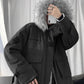 Winter Handsome Cool Cotton-padded Jacket Tooling Pocket Cotton-padded Jacket Thick Hooded Warm Fur Collar Cotton-padded Jacket Parka Jacket
