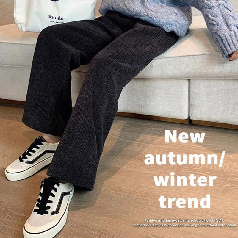 Plus Velvet Thickened Chenille Autumn and Winter High Waist Wide-leg Pants Women Loose and Thin Korean Students Straight-leg Pants Mopping Pants