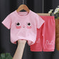 Children's Suit Summer Thin Short Sleeve Suit Boys and Girls Loose Korean Printed Animal T-shirt Shorts Two Piece Set