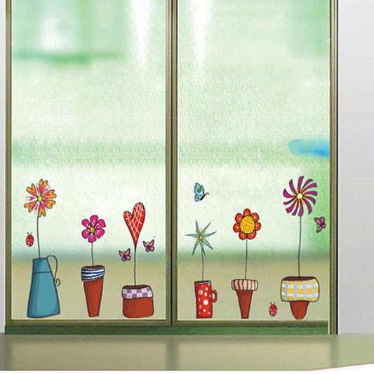 Wall sticker living room sofa wall children room bedroom background wall sticker cartoon flower pot