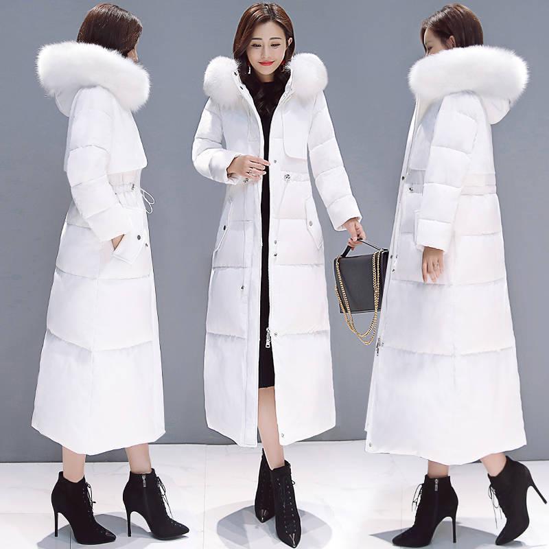 Fashion Coat Hooded Long Women Winter Jacket Fur Collar Warm Thick Parka Cotton-padded