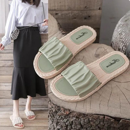 Women's Slippers Summer Flat Bottom Breathable Indoor  Non-slip Outer Wear Slippers