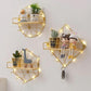 Nordic Style Metal Decorative Shelf Living Room Art Storage Shelf Wall Display Platform with Light Strip