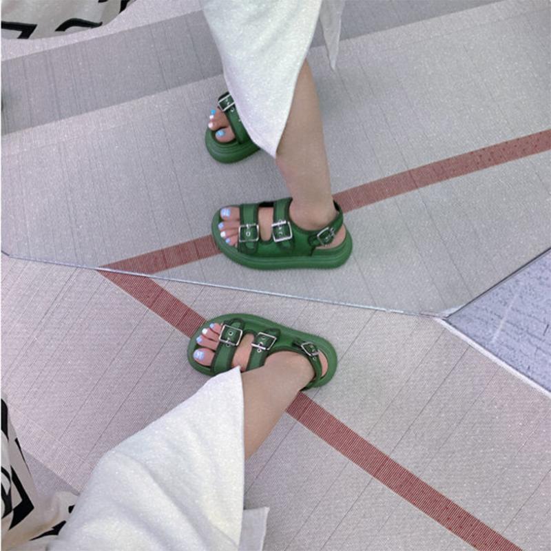 European Army Green Retro Sports Sandals Women's Summer All-match Casual Platform Sandals