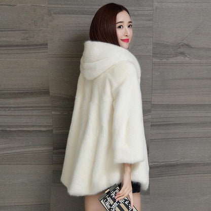 Autumn and Winter Nine-quarter Sleeve Fashion Jacket Mid-length Style Cardigan Hooded Sweater