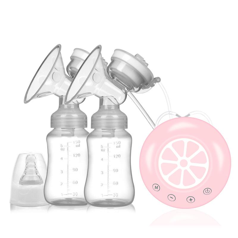 Double Electric Breast Pump BPA Free Powerful Breast Pumps USB Electric Breast Pump with Baby Milk Bottle Cold Heat Pad