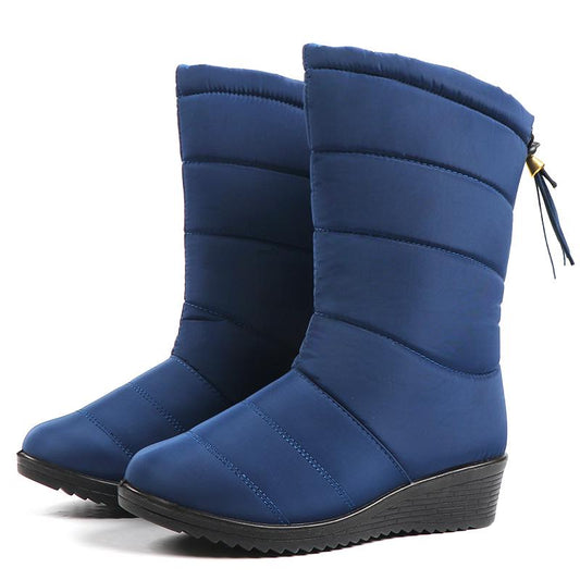 Women's Tassel Snow Boots Warm Non-slip Ankle Boots Solid Color Waterproof Boots
