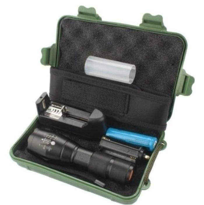 Portable LED Flashlight Multifunction Torch Zoomable 5-Mode Waterproof+18650 Battery+Charger+Kit