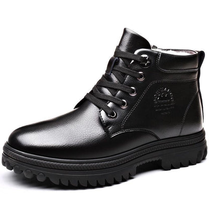 Winter Men's Genuine Leather Boots Wool Inner Thickening High-top Warm Ankle Boots  Business Leather Shoes Snow Boots