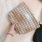 Blue Jacquard Cosmetic Bag Women's Retro Literary Simple and Elegant Flowers Convenient Small Bag