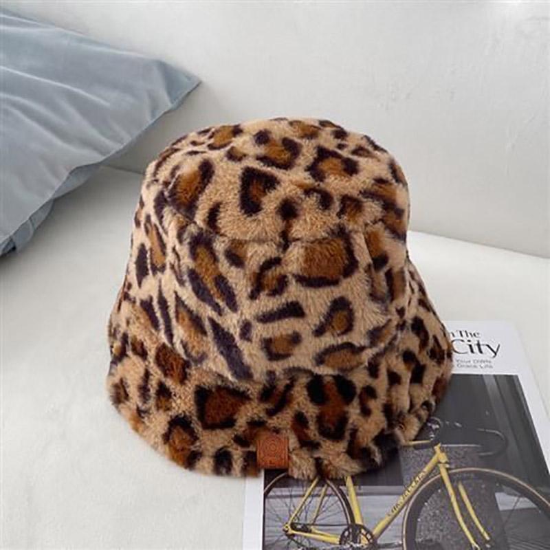 Winter Plush Basin Hat Fashion All-match Zebra Pattern Hat Thickened Warm Furry Hat
