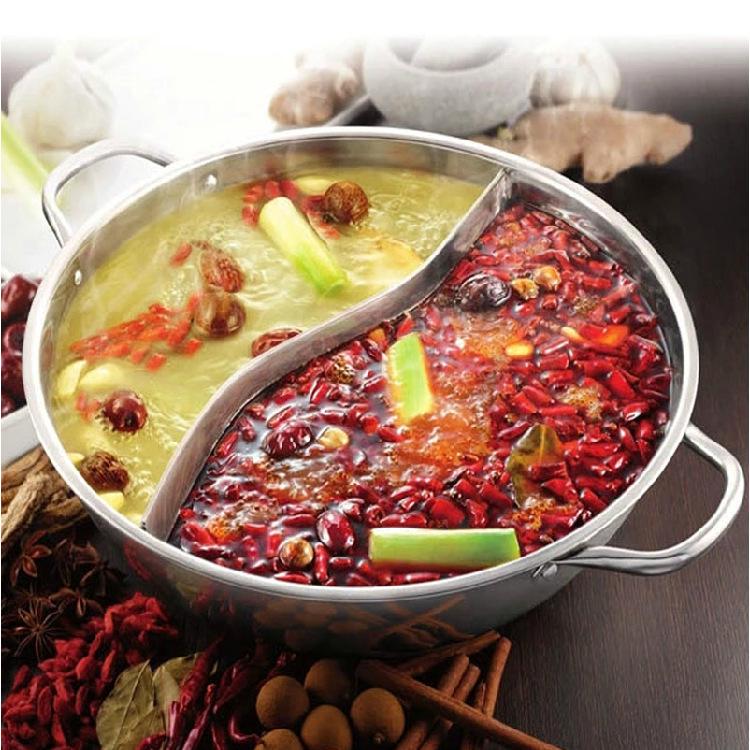 Stainless Steel Twin Double Pot Cookware Shabu Induction Compatible