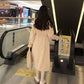 Pofulove cute student Vintage long skirt top Inner wear Women's autumn and winter retro dress