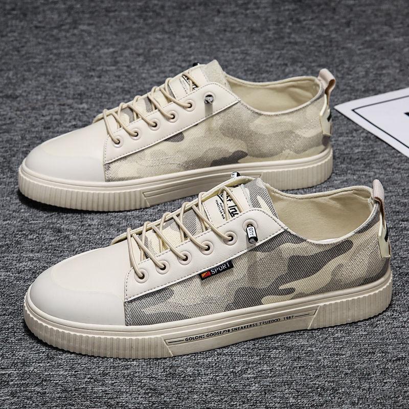 Spring Men's High-top Canvas Shoes Korean Fashion Camouflage Vulcanized Shoes Round Toe Trend Tie Sneaker Rubber Men Boots