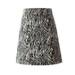 Women Sexy Tight A-line Zebra pattern Printed Hip Skirt Short Skirt Knee-length Zipper Club Casual Home Office