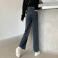 Spring Retro Hong Kong Style Thin High-waisted Jeans Women Wild Straight Loose Wide-leg Long Pants