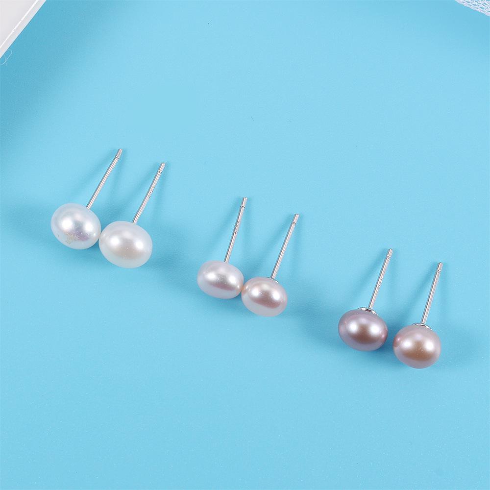 Water Pearl Stud Earrings Fashion Earrings Pearl silver jewelry Simple round beaded studs Fashion Korean Earrings
