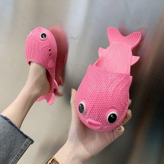 Puffer Fish Slippers Female Home Fashion 2020 Korean Version Wild Fish-shaped Slippers Indoor and Outdoor Soft Bottom Girlfriends Sandals and Slippers