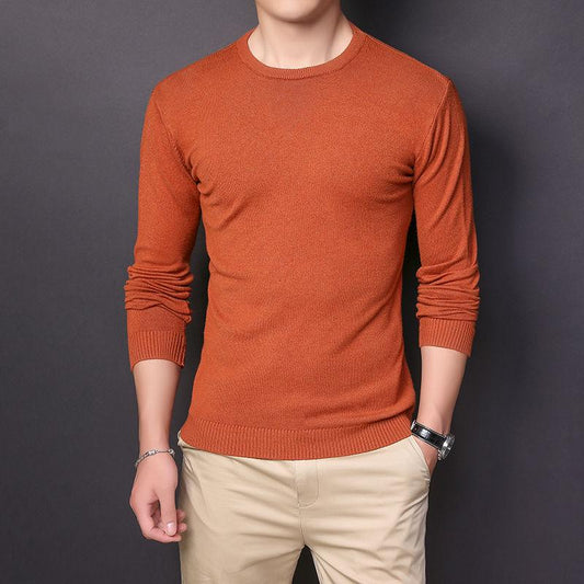 Fall/winter Sweater Men's Korean Pullover Round Neck Solid Color Sweater Thin Bottoming Shirt Low-neck Sweater
