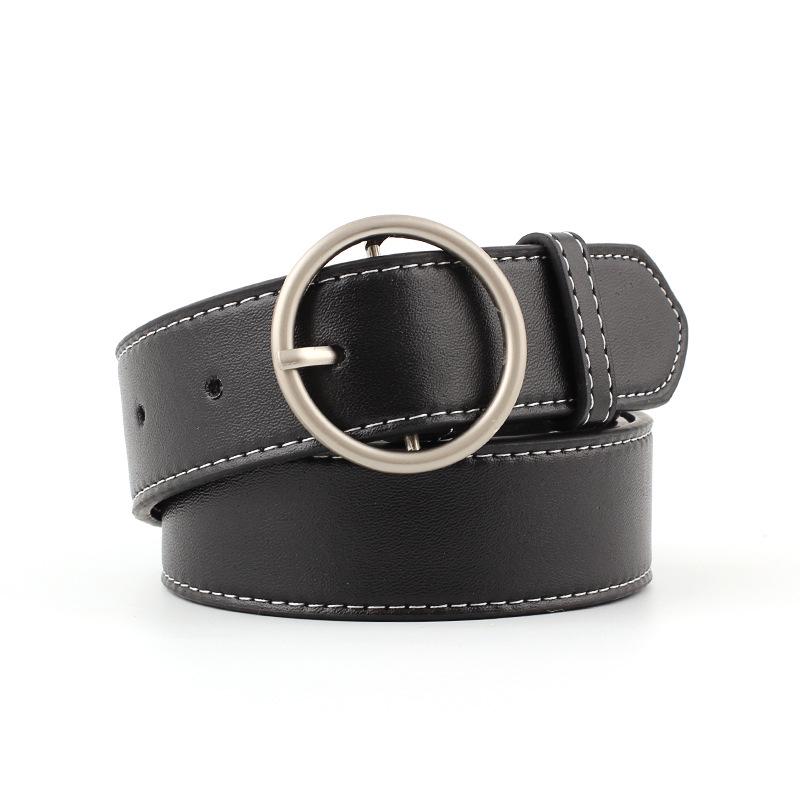 Concise Round buckle ladies wide belt fashion buckle pants belt