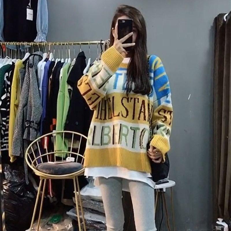 Sweater Loose and Lazy Female Outer Wear Korean Style Fall/winter Pullover Round Neck Casual All-match Long-sleeved Base