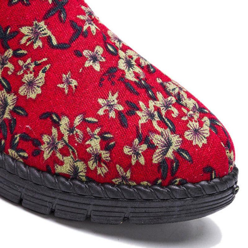 Winter Women  Cotton Shoes Plus Velvet Warm Non-slip Wear-resistant Ethnic Snow Boots Traditional Cotton Boots
