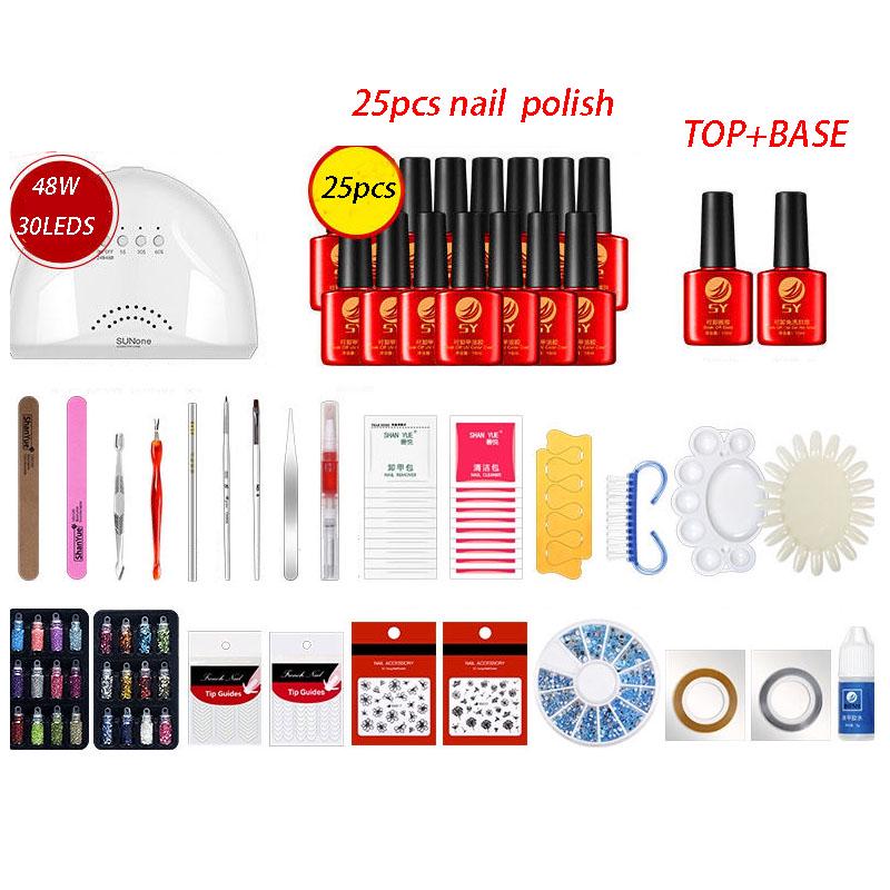 Manicure Set Nail Kit 48W UV Lamp Nail Dryer Set Nail Gel Polish Soak Off Manicure Tool Kit