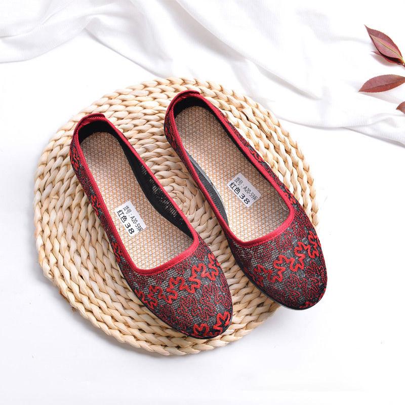 Middle-aged and Elderly Grandma Shoes Summer Single Shoes Non-slip Soft-soled Breathable Mesh Shoes