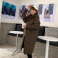 Down Jacket Women's Hooded Stand-up Collar Mid-length White Duck Down Winter Loose Thickening Light Cotton Winter Thick Coat