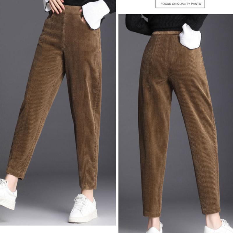 Plus Fleece Pants Autumn and Winter Women's Pants Thickened Corduroy Women's Casual Pants Loose Korean Harem Pants Old Pants