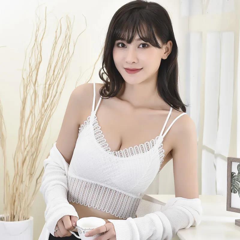 Korean Version of The Sweet and Sexy Lace Beautiful Back Gathered Bra Without Steel Ring Camisole Anti-explosion Tube Top Bra