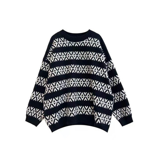 Autumn Winter Round Neck Pullover Long Sleeve Loose Casual Fashion Thickening Base All-match Women's Knitted Sweater