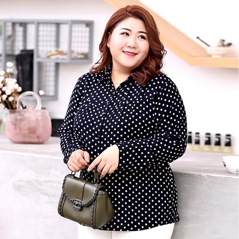Plus Fertilizer Plus Size Chiffon Middle-aged and Elderly Mother Spring and Summer Fashion Long-sleeved T-shirt Top Women's Bottoming Shirt