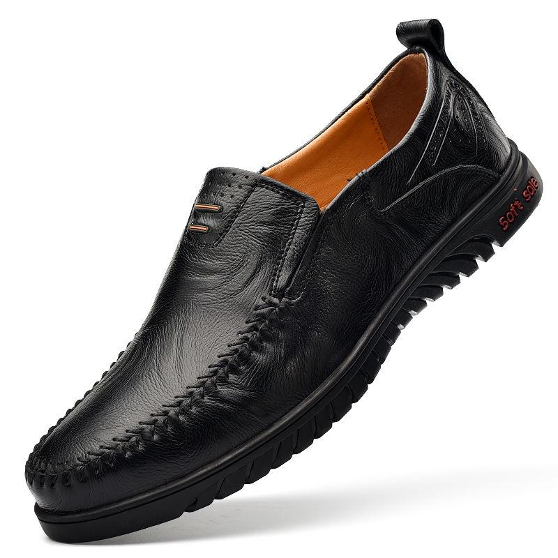 Peas shoes men's leather soft bottom driving shoes men's casual shoes Flat men's peas shoes