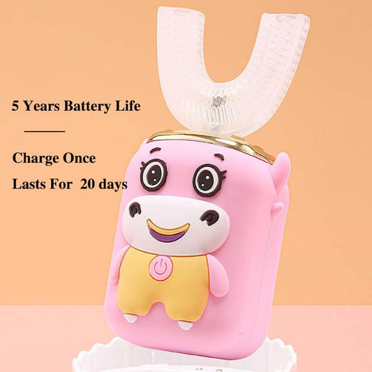 Children's Toothbrush U-shaped Electric Rechargeable Automatic Super God Wave Baby 1-7-15 Years Old Cartoon Pattern Brushing Artifact