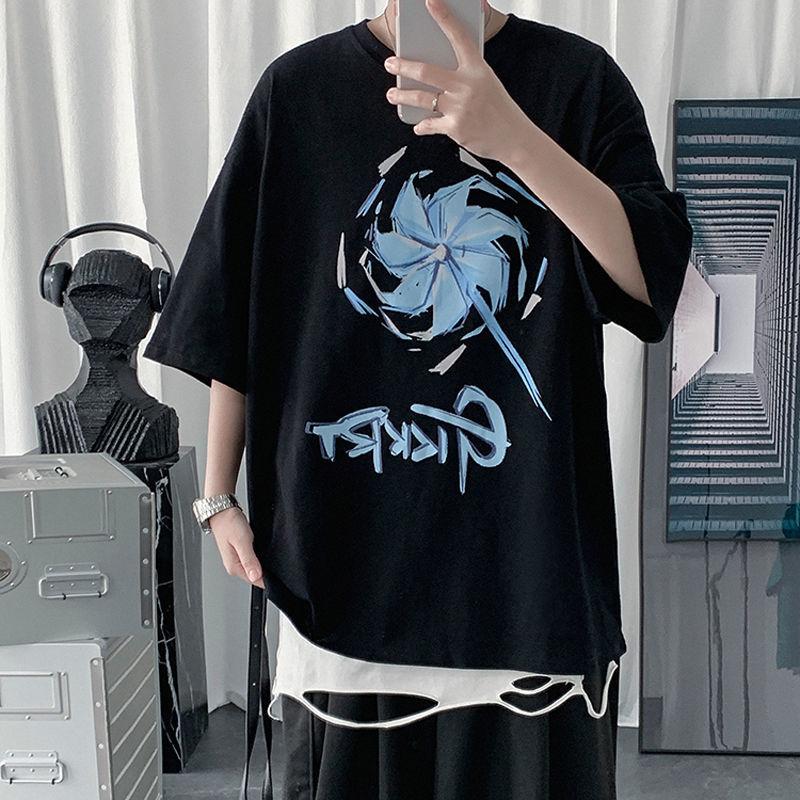 New Summer T-shirt Men's Short-sleeved Handsome and Versatile Round Neck Loose Student T-shirt