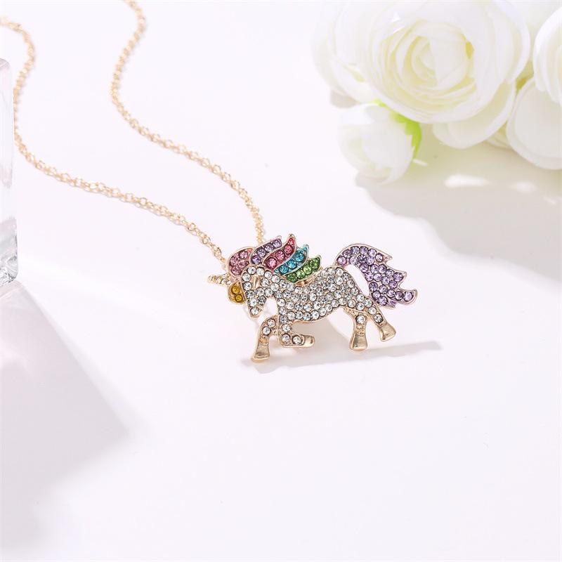 Unicorn Necklace Color Micro-encrusted Pony Necklace