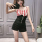 WTEMPO Corset Reduce Belly High Waist Denim Shorts Women Loose Spring and Summer