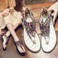 Flip-Flop Sandals Female Rhinestone Fairy Style Flat Student Flip-Flop Roman Bohemia Wild Summer