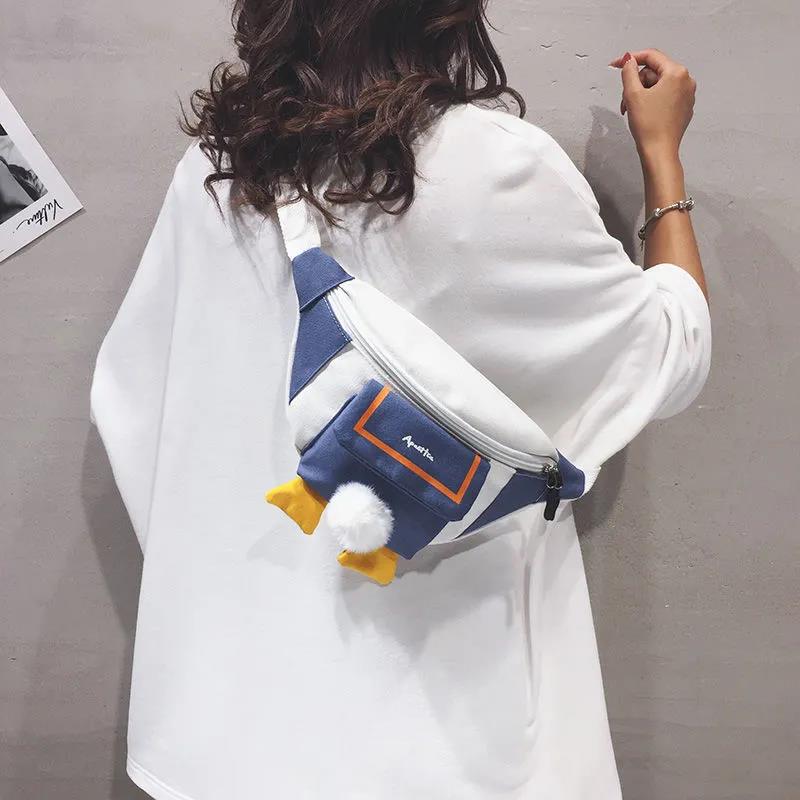 Canvas Bag Women's Casual Simple Solid Color Shoulder Bag Korean Version of Nylon Cloth Cute All-match Messenger Bag