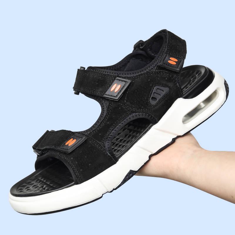 Summer Sandals Men's Leather Soft Bottom Breathable Casual Shoes Men's Cushion Cushioned Beach Shoes