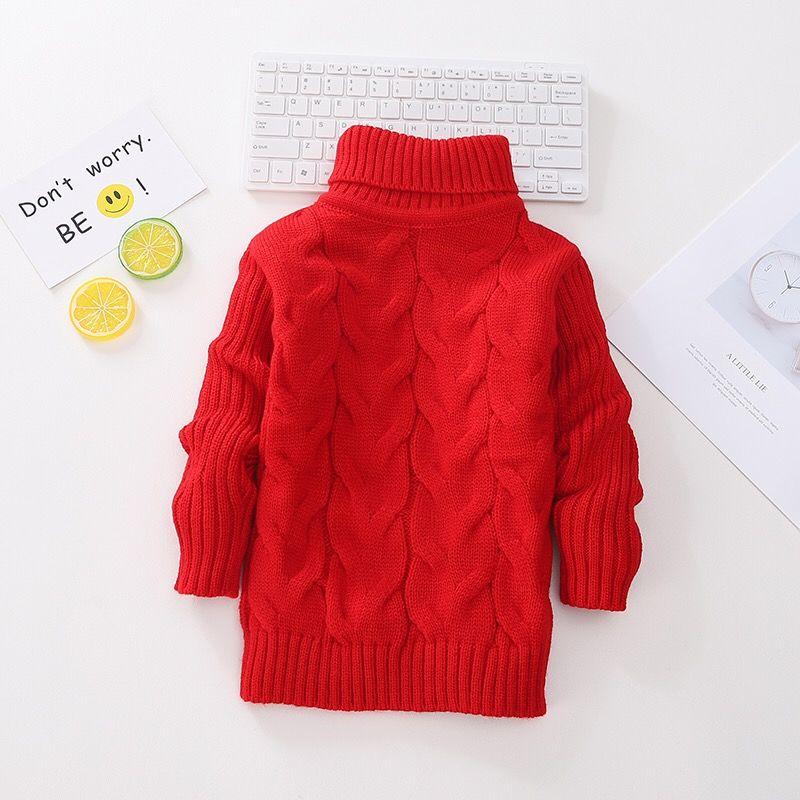 Autumn Winter Children's Sweaters Boys' Round Neck Sweaters Girls' Thickened Bottoming Pullovers Baby Turtleneck Sweaters