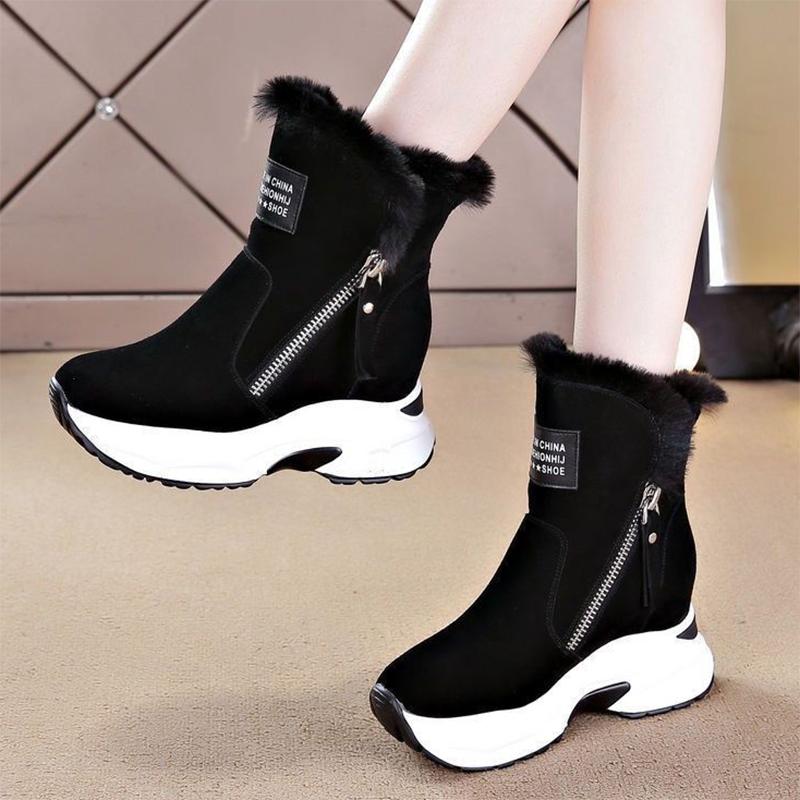 Women's Snow Boots Thicken Plus Fleece Cotton Shoes Non-slip and Warm Platform Boots